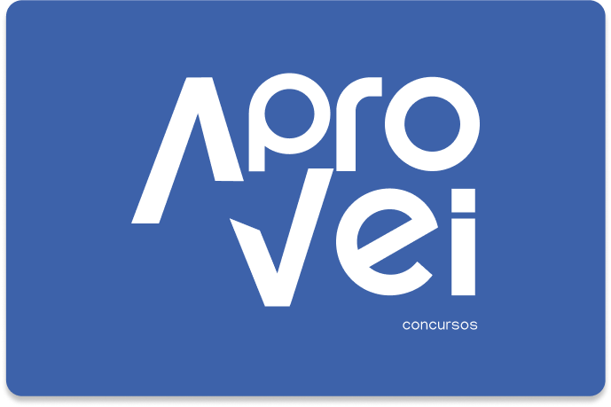 Imagem ilustrativa da logo Aprovei Concursos. Possui fundo azul claro com o escrito Aprovei Concursos em branco.