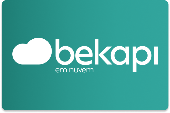 Imagem ilustrativa da logo Bekapi. Possui fundo verde claro com uma nuvem seguida do escrito Bekapi em branco.