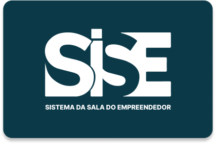 Imagem ilustrativa da logo SISE - Sistema da Sala do Empreendedor. Possui fundo azul escuro com o escrito SISE - Sistema da Sala do Empreendedor em branco.