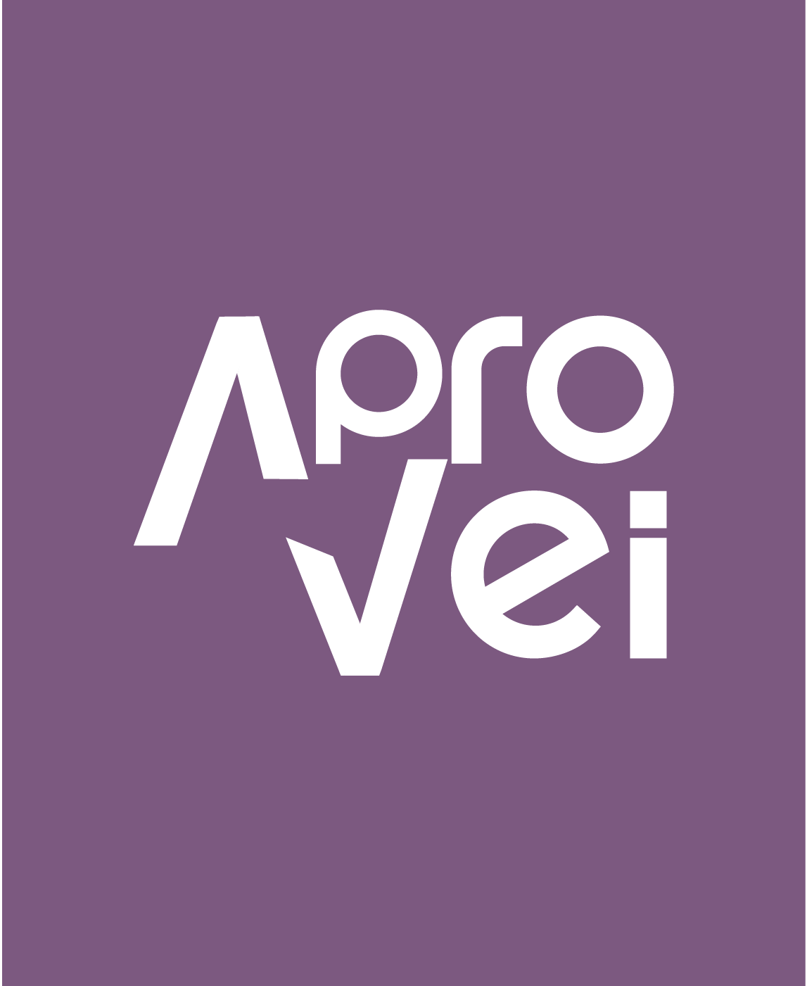 Logo da Aprovei. Possui fundo roxo com escrito Apro e abaixo Vei em branco representando assim Aprovei.